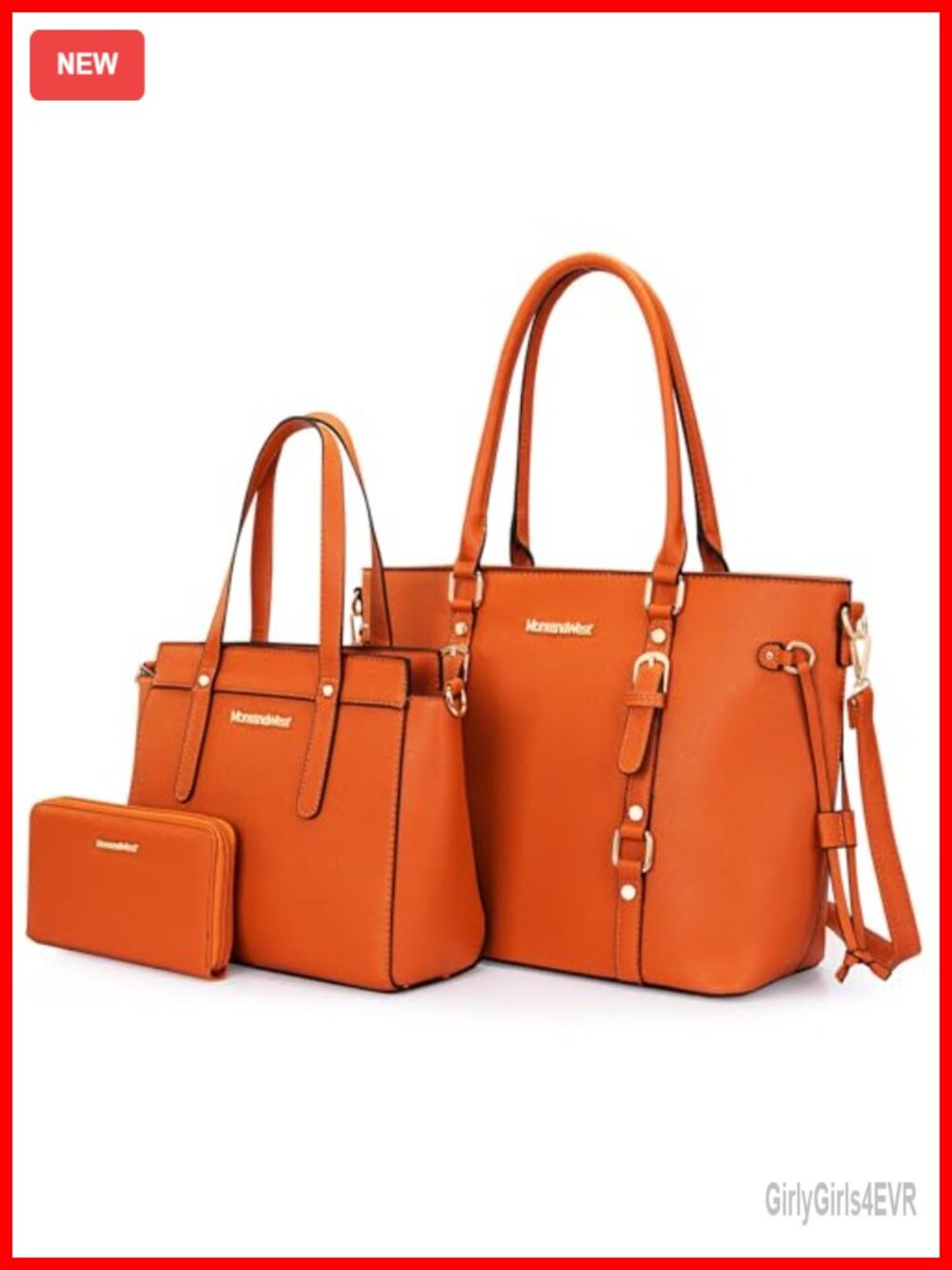 3 Piece PU Leather Women's Tote Bag and Wallet Set Shoulder Satchel Handbags